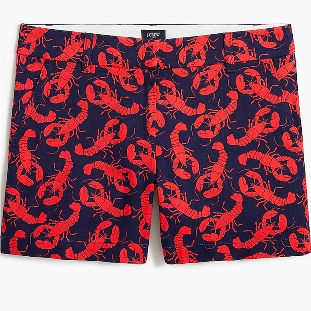 J. Crew Factory Navy Shorts with Red Lobster Print